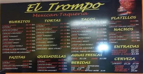 el trompo mexican taqueria menu|Menu